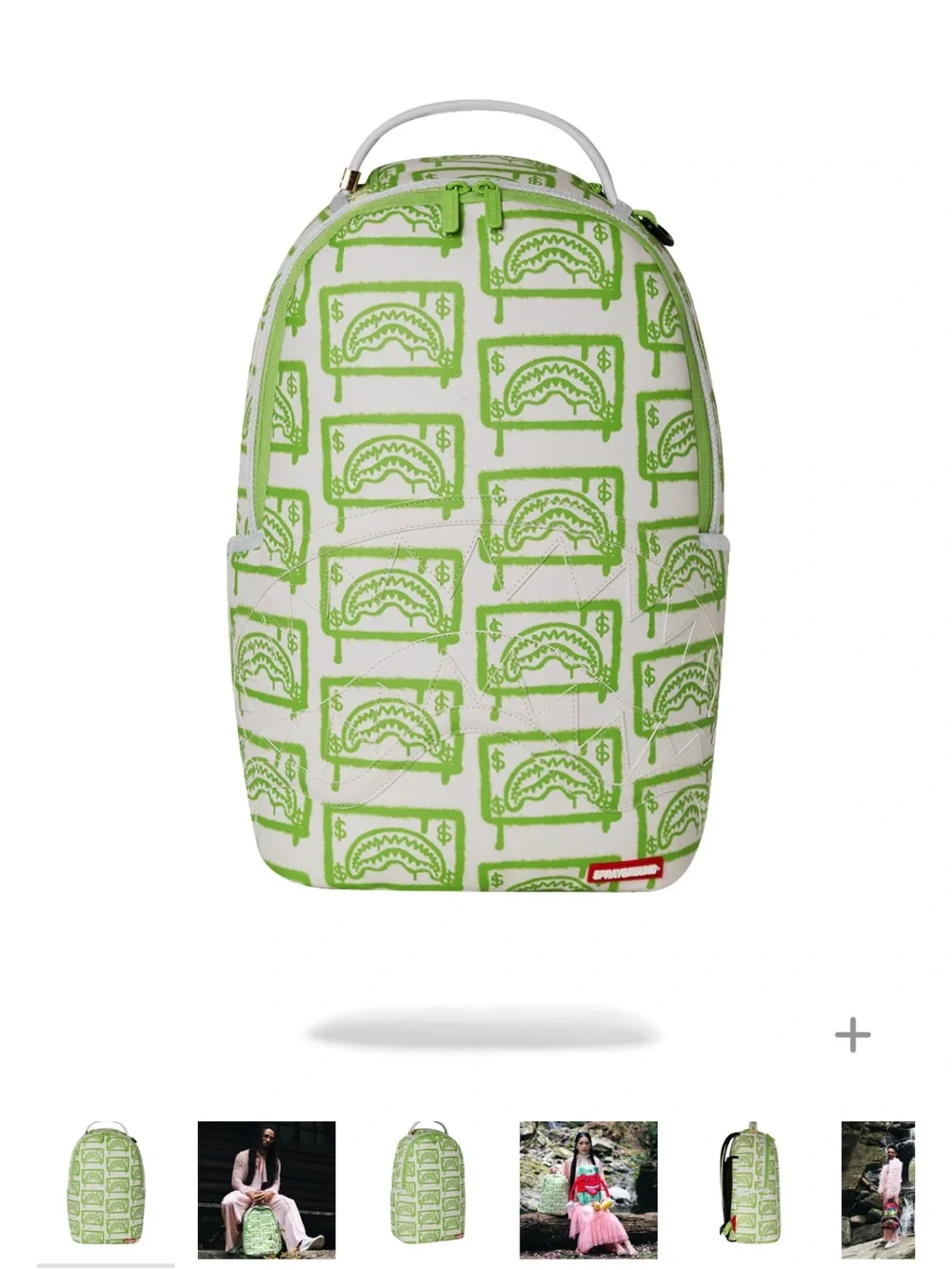 Sprayground White & Green Shark Money Backpack (FIRM PRICE)